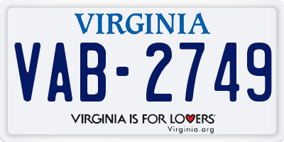 VA license plate VAB2749