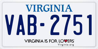 VA license plate VAB2751