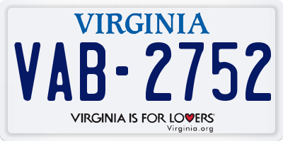 VA license plate VAB2752