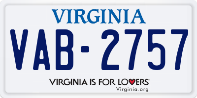 VA license plate VAB2757