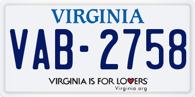 VA license plate VAB2758