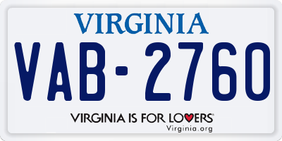 VA license plate VAB2760