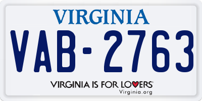VA license plate VAB2763
