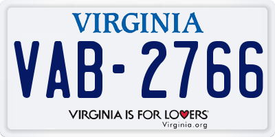 VA license plate VAB2766