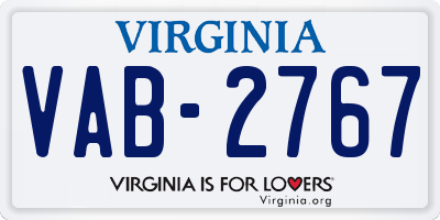 VA license plate VAB2767
