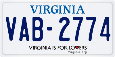 VA license plate VAB2774