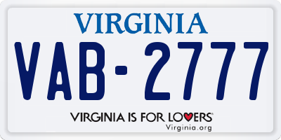 VA license plate VAB2777