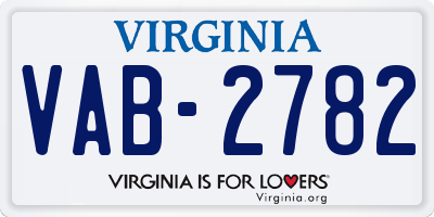 VA license plate VAB2782