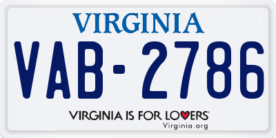 VA license plate VAB2786