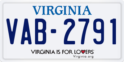 VA license plate VAB2791