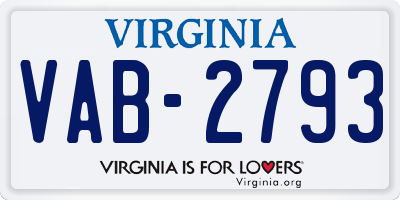 VA license plate VAB2793