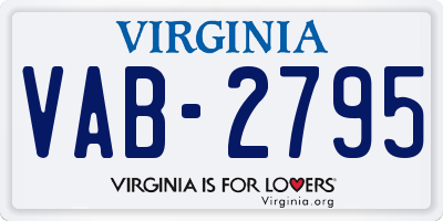 VA license plate VAB2795