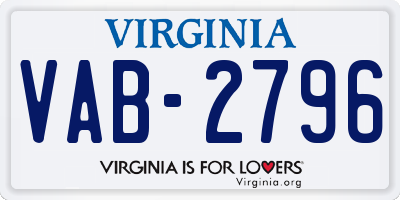 VA license plate VAB2796