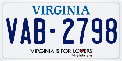 VA license plate VAB2798