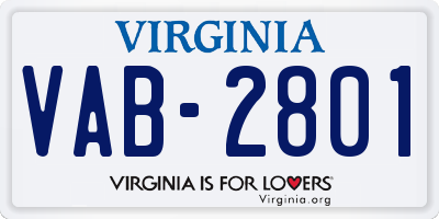 VA license plate VAB2801