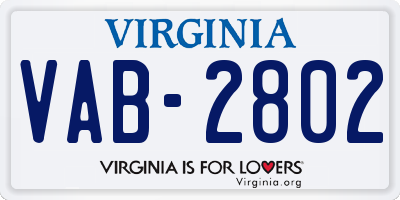 VA license plate VAB2802