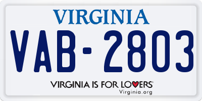 VA license plate VAB2803