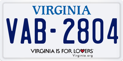 VA license plate VAB2804