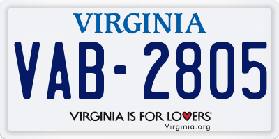 VA license plate VAB2805