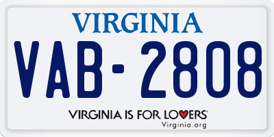 VA license plate VAB2808