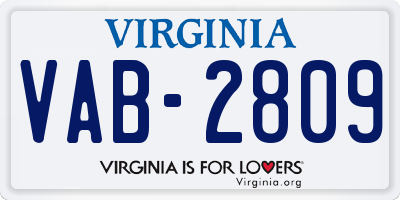 VA license plate VAB2809
