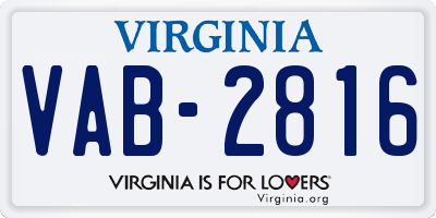 VA license plate VAB2816
