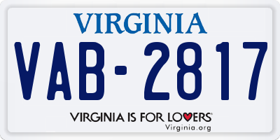VA license plate VAB2817