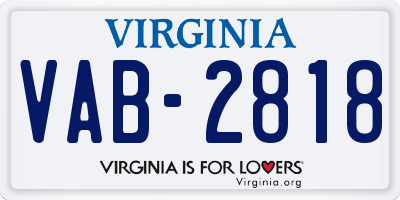 VA license plate VAB2818