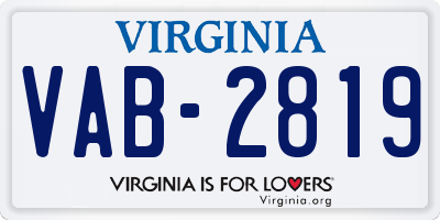 VA license plate VAB2819