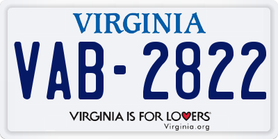 VA license plate VAB2822