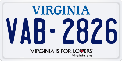 VA license plate VAB2826