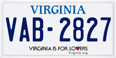 VA license plate VAB2827