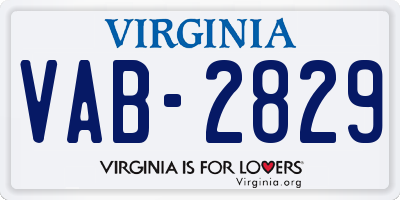 VA license plate VAB2829