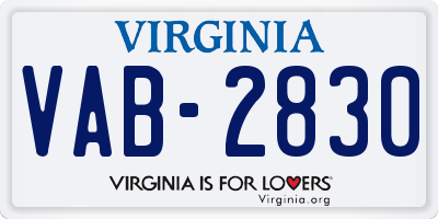 VA license plate VAB2830