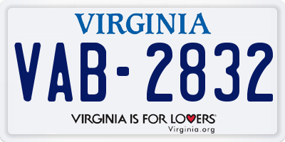 VA license plate VAB2832