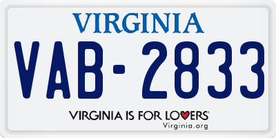 VA license plate VAB2833