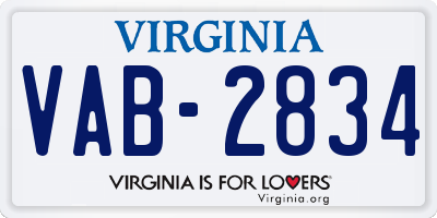 VA license plate VAB2834