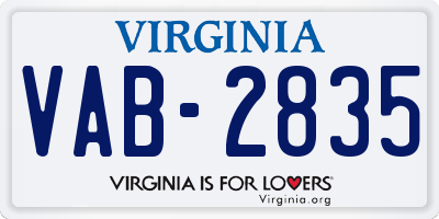 VA license plate VAB2835