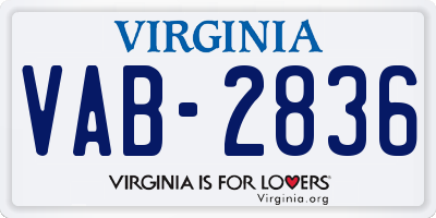 VA license plate VAB2836