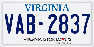 VA license plate VAB2837
