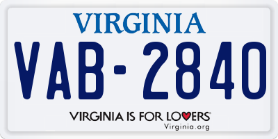 VA license plate VAB2840