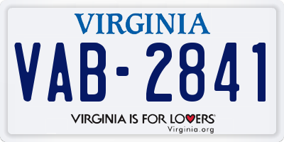 VA license plate VAB2841