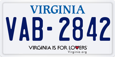 VA license plate VAB2842