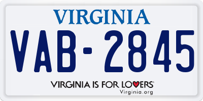 VA license plate VAB2845