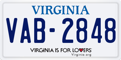 VA license plate VAB2848