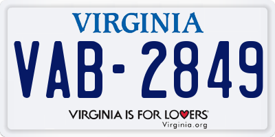 VA license plate VAB2849