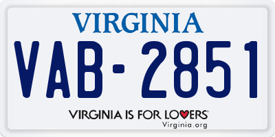 VA license plate VAB2851