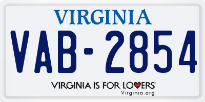 VA license plate VAB2854