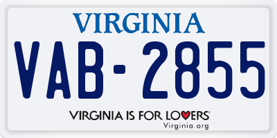 VA license plate VAB2855