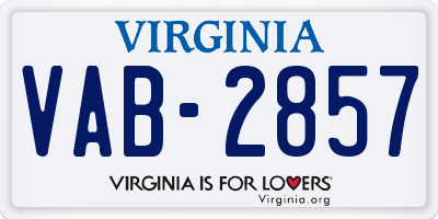 VA license plate VAB2857